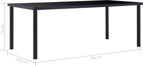 vidaXL Τραπεζαρία Μαύρη 200 x 100 x 75 εκ. από Ψημένο Γυαλί