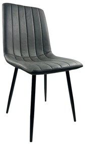 Καρέκλα Τραπεζαρίας ArteLibre YUCARIA Ανθρακί/Μαύρο PU/Μέταλλο 44x55x86cm