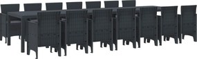 vidaXL Σετ Τραπεζαρίας Κήπου με Μαξιλάρια 15 pcs Ανθρακί PP