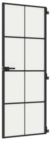vidaXL Εσωτερική Πόρτα Μαύρη 76x201,5 εκ. Ψημένο Γυαλί και Αλουμίνιο