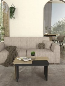 Σετ 2 Ασύμμετρα Τραπέζια Σαλονιού Μοντέρνου Σχεδιασμού -δρυς/ανθρακί 75x75x35 cm