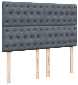 Κρεβάτι Boxspring με Στρώμα Σκούρο Γκρι 140x190 εκ. Βελούδινο - Γκρι