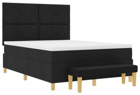 vidaXL Κρεβάτι με Στρώμα και Πάγκο Μαύρο 140x200 cm Ύφασμα