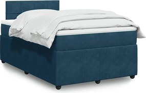 vidaXL Κρεβάτι Boxspring με Στρώμα Μπλε 120x200 εκ. Βελούδινο
