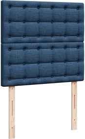vidaXL Κρεβάτι Boxspring με Στρώμα Μπλε 90x190 εκ.Υφασμάτινο