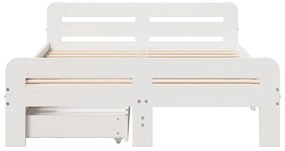 vidaXL Σκελετός Κρεβ. Χωρίς Στρώμα Λευκό 135x190 εκ Μασίφ Πεύκο