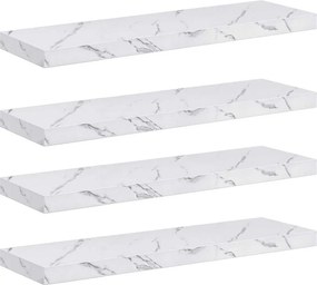 vidaXL Ράφι Τοίχου Επιτοίχιο 4 pcs Λευκό Μάρμαρο 90 x 23,5 x 4 εκ