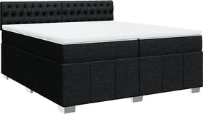 vidaXL Κρεβάτι Boxspring με Στρώμα Μαύρο 200x200 εκ. Υφασμάτινο