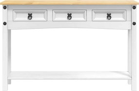 vidaXL End Table Corona Λευκό 114 x 34,5 x 73 εκ. Στερεά ξυλεία πεύκου