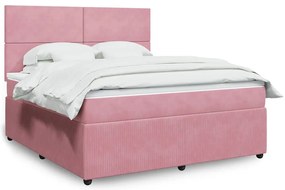vidaXL Κρεβάτι Boxspring με Στρώμα Ροζ 180x200 εκ. Βελούδινο