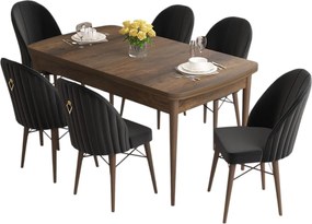 Extendable Dining Table &amp; Chairs Set (7 Pieces) Roz - Baroque, Black Baroque
Black