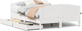 vidaXL Σκελετός Κρεβ. Χωρίς Στρώμα Λευκό 135x190 εκ Μασίφ Πεύκο