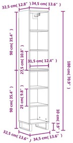 Ντουλάπι Καπνιστή δρυς 34,5 x 32,5 x 180 εκ. Επεξεργασμένο ξύλο - Καφέ