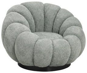 ARMCHAIR SWIVEL GRYMM  PISTACHIO GREEN BOUCLE-BLACK METAL BASE 90x93x65Hcm.