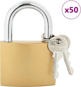 vidaXL Κλειδαριά U με Κλειδιά 50 pcs Ορείχαλκος Σίδερο