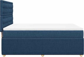 vidaXL Κρεβάτι Boxspring με Στρώμα Μπλε 140x200 εκ. Υφασμάτινο