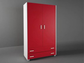 Intrahome Ντουλάπα παιδική δίφυλλη σε χρώμα λευκό ρουστίκ-κόκκινο 105x50x180 Intrahomesa-00652197
