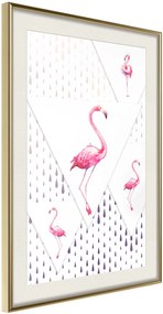 Αφίσα - Flamingos and Triangles - 20x30 - Χρυσό - Με πασπαρτού