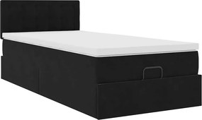 vidaXL Οθωμανικό κρεβάτι με στρώμα Μαύρο 100x200cm Velvet
