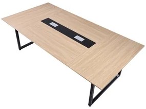 VEVOR Conference Table, 2400 mm Office Meeting Table for 10 Person, Modern Rectangle Seminar Desk with Metal Legs, Large Meeting Desk Ideal for Office, Boardroom, Conference Room, Easy Assembly, Brown