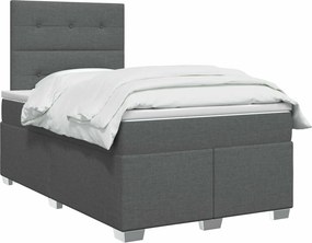 vidaXL Κρεβάτι box spring με στρώμα Σκούρο Γκρι 120 x 200 cm Ύφασμα