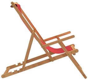 vidaXL Καρέκλα Παραλίας Πτυσσόμενη Κόκκινη από Μασίφ Ξύλο Teak