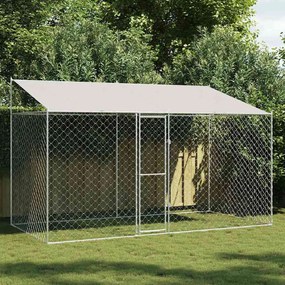 vidaXL Κλουβί σκύλου Ασημί 400 x 200 x 256 εκ Επικαλυμμένος Χάλυβας