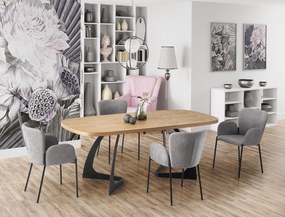 VELDON extension table, color: top - natural oak, legs - black DIOMMI V-CH-VELDON-ST