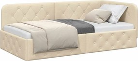 vidaXL Κρεβάτι Γωνίας Κρεμ 90 x 200 cm ύφασμα