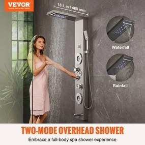 VEVOR Shower Panel Tower System 6 Modes LED &amp; Display Stainless Steel Rainfall