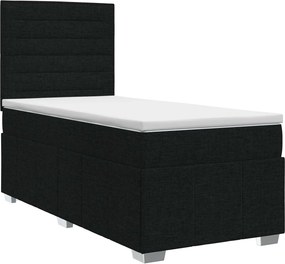 vidaXL Κρεβάτι box spring με στρώμα Μαύρο 90 x 200 cm Ύφασμα