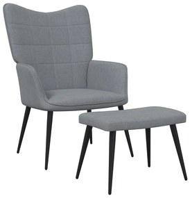 VidaXL Πολυθρόνα Relax Ανοιχτό Γκρι Υφασμάτινη με Σκαμπό