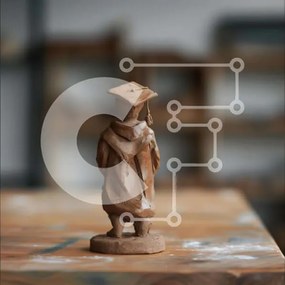 Intra Συλλεκτικό Ξύλινο Παζλ Plywood 4mm - Πήλινο ειδώλιο που αποφοιτά σε ξύλινο τραπέζι Σε Ξύλινο Κουτί - Διαστάσεις Puzzle: 10x10 cm – 25 κομμάτια