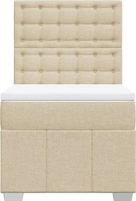 vidaXL Κρεβάτι Boxspring με Στρώμα Κρεμ 90x190 εκ.Υφασμάτινο