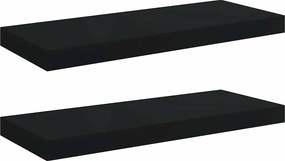 vidaXL Ράφια Τοίχου 2 τεμ. Μαύρα 60x23,5x3,8 εκ. MDF