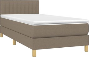 vidaXL Κρεβάτι Boxspring με Στρώμα Taupe 90x200 εκ. Υφασμάτινο