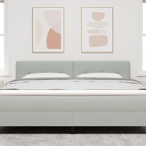 vidaXL LED Κεφαλάρι Button Tufted Ανοιχτό Γκρι 180 εκ Βελούδο