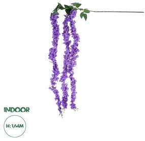 GloboStar® Artificial Garden PURPLE WISTERIA FLOWER BRANCH 21517 Τεχνητό Διακοσμητικό κλαδί Βιστέρια Μωβ Φ45 x Υ120cm