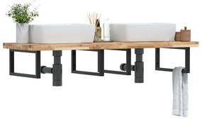 vidaXL Ράφι Νιπτήρα Τοίχου από Ατσάλι / Μασίφ Ξύλο Ακακίας