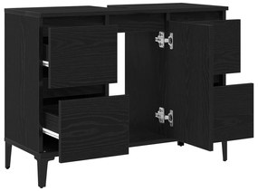 vidaXL Ντουλάπι Νιπτήρος σε Μαύρη Βελανιδιά, 80x33x60 εκ, Επεξεργασμένο Ξύλο