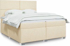 vidaXL Κρεβάτι Boxspring με Στρώμα Κρεμ 200x200 εκ. Υφασμάτινο