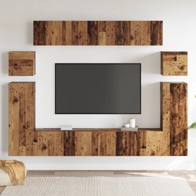 vidaXL Σετ επίπλου τηλεόρασης 8 pcs Καφέ 30.5 x 30 x 90 cm