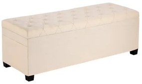 VEVOR Storage Ottoman Bench, Button-Tufted End of Bed Bench with Side Bags, Flip-up Upholstered Storage Chest with Metal Frame, Linen Bed Ottoman for Living Room, Bedroom, Entryway, Office, Beige