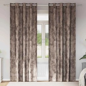 vidaXL Κουρτίνα με κουρτίνες 2 pcs Καπουτσίνο 225 x 140 εκ. Βελούδο