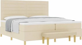 vidaXL Κρεβάτι με ελατήρια με στρώμα Κρεμ 200 x 200 cm ύφασμα