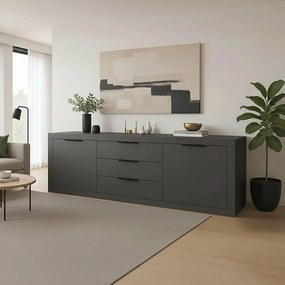Μπουφές Doha pakoworld σε ανθρακί απόχρωση 210x45x80.5εκ