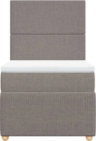 vidaXL Κρεβάτι Boxspring με Στρώμα Taupe 90x190 εκ.Υφασμάτινο