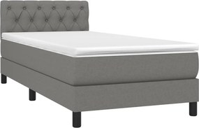 vidaXL Κρεβάτι Boxspring με Στρώμα Σκούρο Γκρι 80x200 εκ. Υφασμάτινο