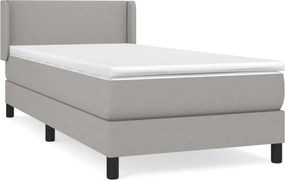 vidaXL Κρεβάτι Boxspring με Στρώμα Ανοιχτό Γκρι 90x200 εκ. Υφασμάτινο
