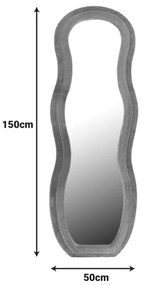 Καθρέπτης Glinde Inart βελούδο σε γκρι απόχρωση 50x3.3x150εκ